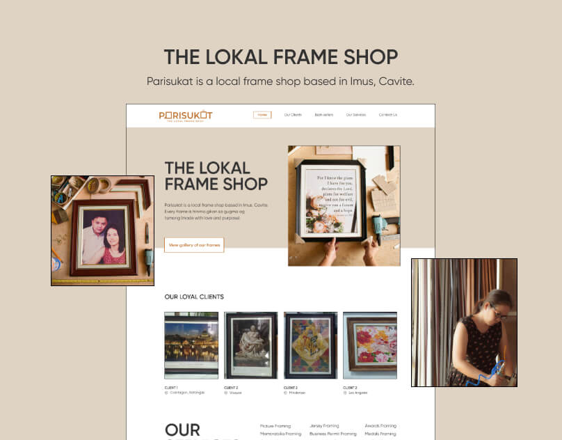 Lokal Frame Shop Web Design by Baybayen Digital for Parisukat Frame Shop
